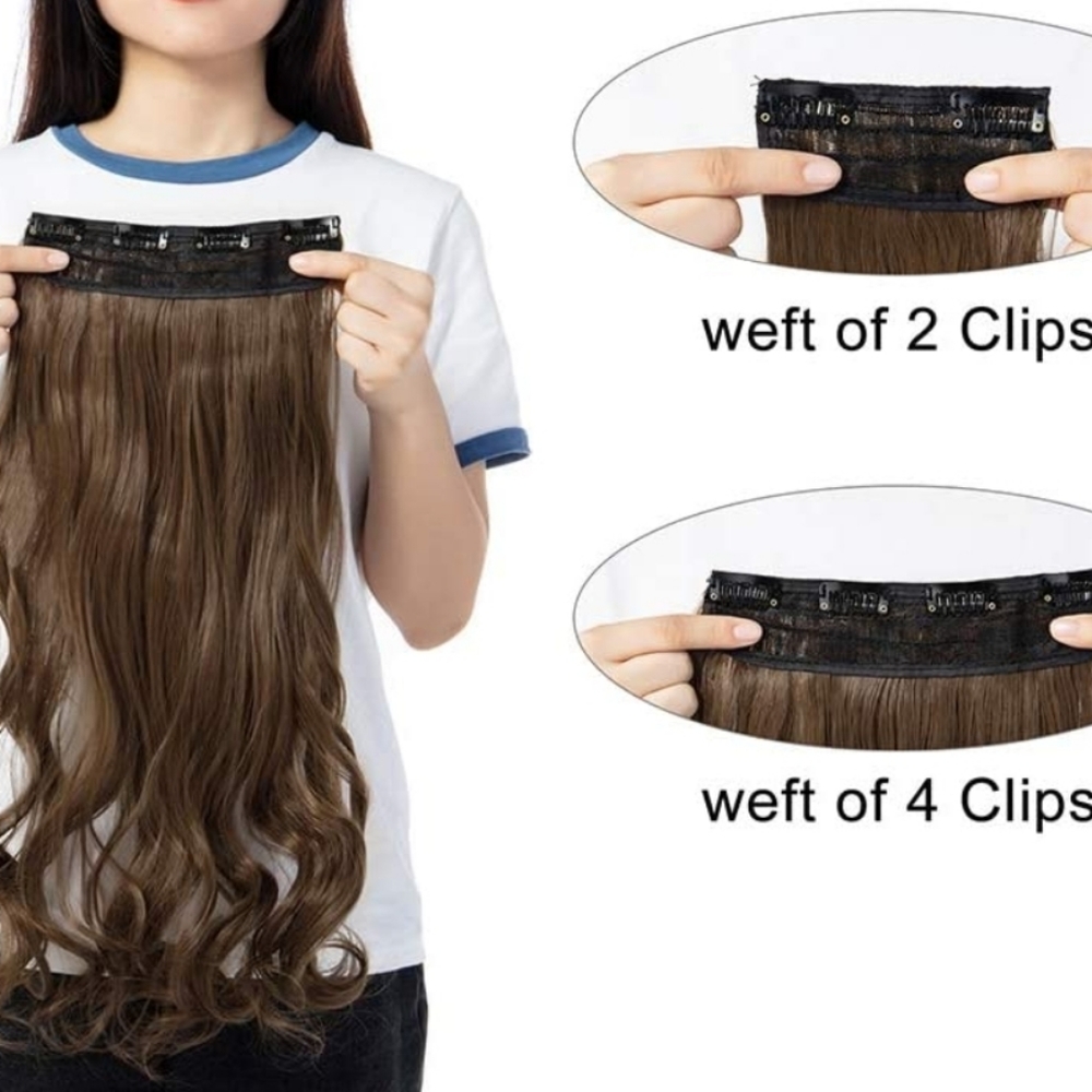 Hair Extensions curly long clip on Chestnut brown - Picture 5 of 8
